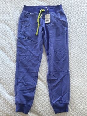 FIGS Purple Jogger Pants with Lime Drawstring